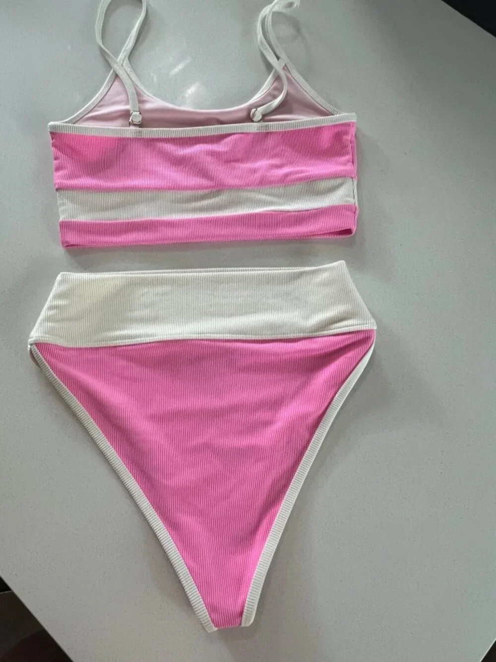 Beach Riot Eva Colorblock pink Bikini Top and bottom set size L